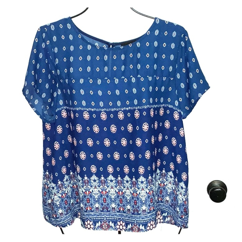Women’s Floral Pattern Short Sleeve Blouse